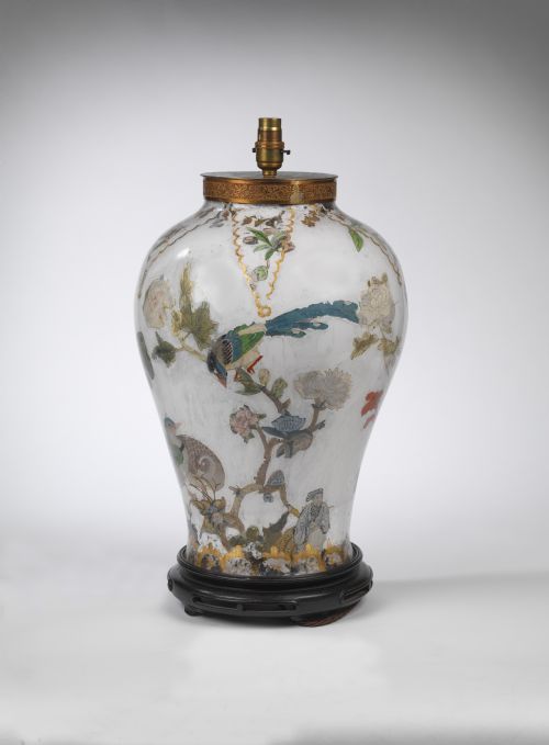 A Mid Nineteenth Century Decalcomania Table Lamp
