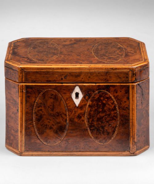 Georgian Burr Yew Tea Caddy