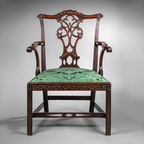Georgian Chippendale Carved Mahogany Armchair