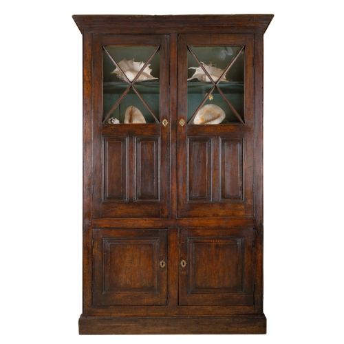 Georgian Oak and Elm Two Door Cupboard