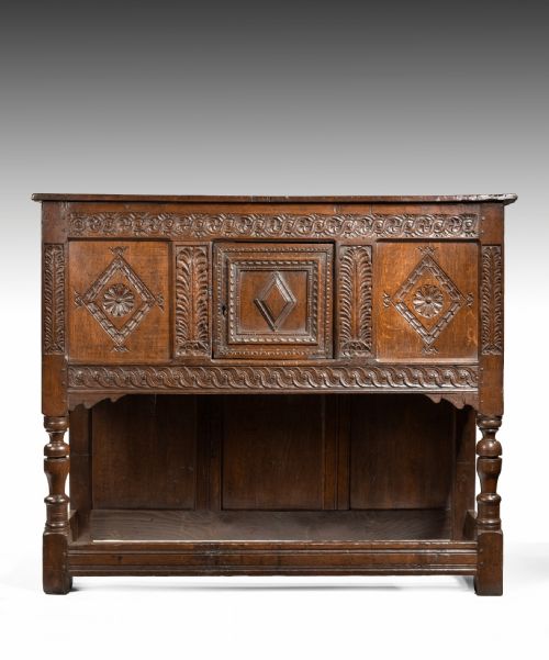 Seventeenth Century Charles II Carved Oak Livery Cupboard