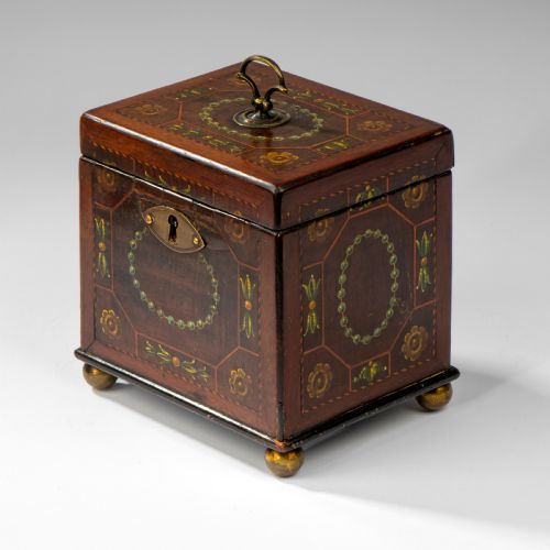 GEORGIAN PAINTED MAHOGANY TEA CADDY - ADDITIONAL PHOTO 2