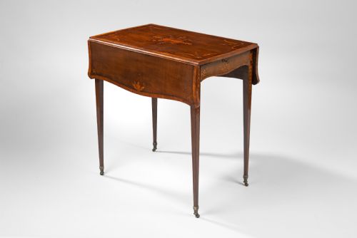 SHERATON HAREWOOD AND MARQUETRY PEMBROKE TABLE