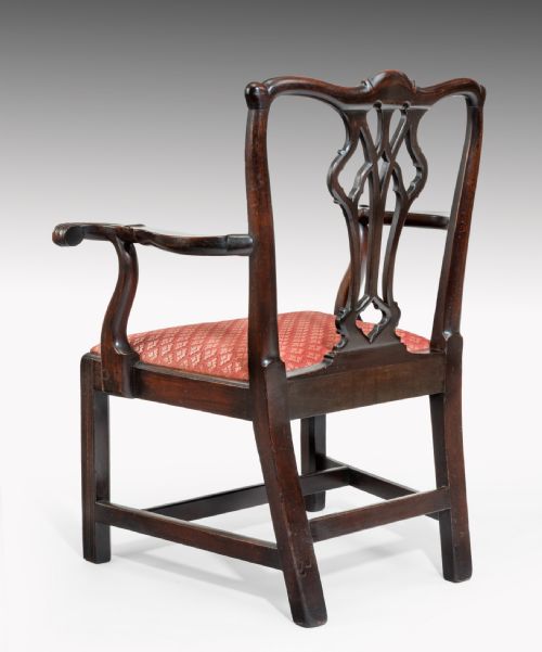 GEORGIAN CHIPPENDALE CARVED MAHOGANY ARMCHAIR - ADDITIONAL PHOTO 1