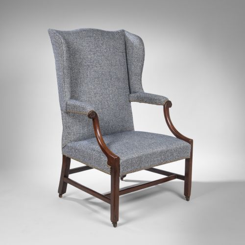 GEORGIAN MAHOGANY WING ARMCHAIR