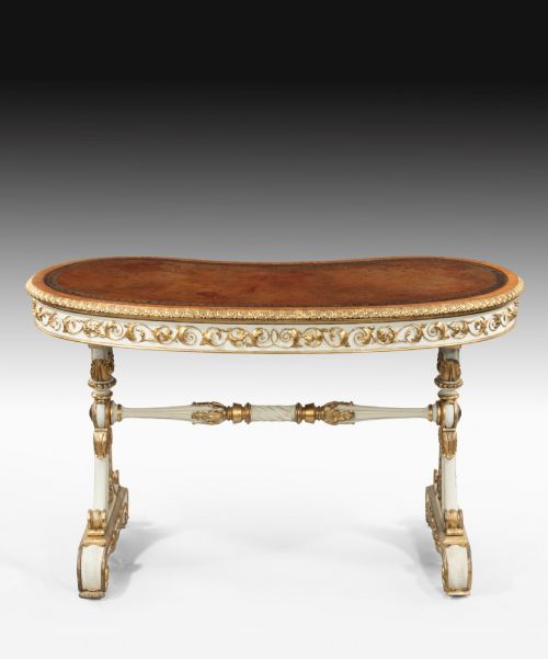 WILLIAM IV WRITING TABLE WITH CARVED GILTWOOD AND IVORY PAINTWORK - ADDITIONAL PHOTO 1