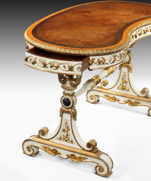WILLIAM IV WRITING TABLE WITH CARVED GILTWOOD AND IVORY PAINTWORK - ADDITIONAL PHOTO 2