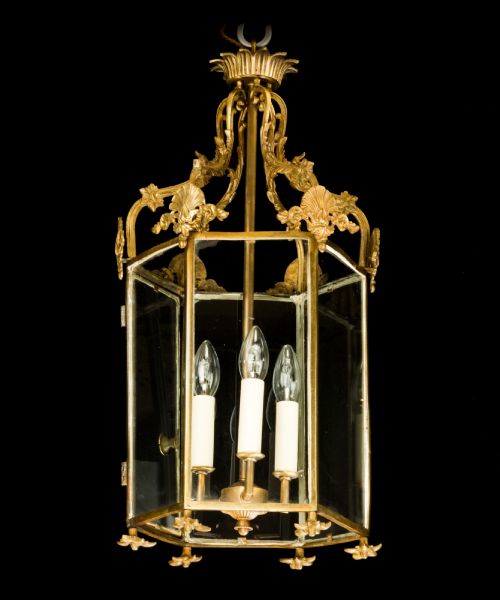 ANTIQUE NEOCLASSICAL BRASS LANTERN - ADDITIONAL PHOTO 1
