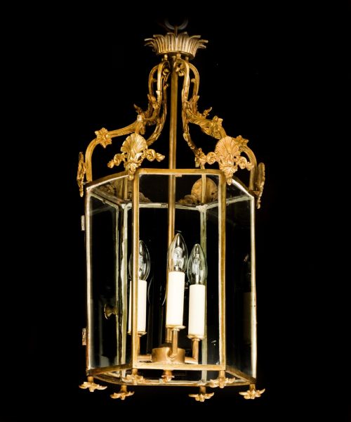 ANTIQUE NEOCLASSICAL BRASS LANTERN - ADDITIONAL PHOTO 2