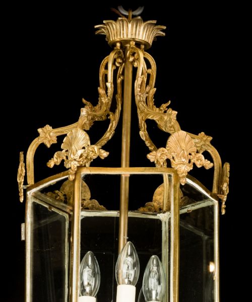 ANTIQUE NEOCLASSICAL BRASS LANTERN - ADDITIONAL PHOTO 4