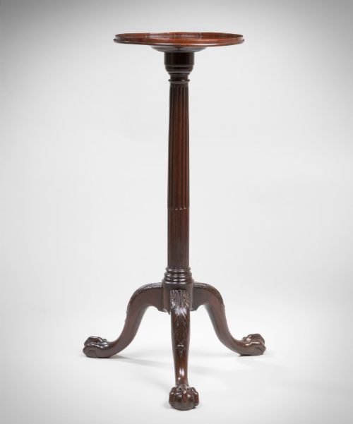 Georgian Carved Mahogany Torchere Tall Tripod Table