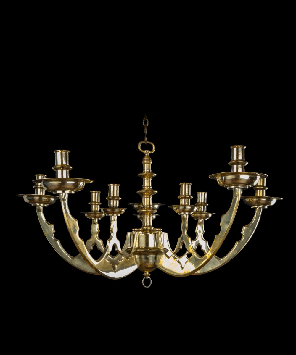 Nineteenty Century Gothic brass chandelier