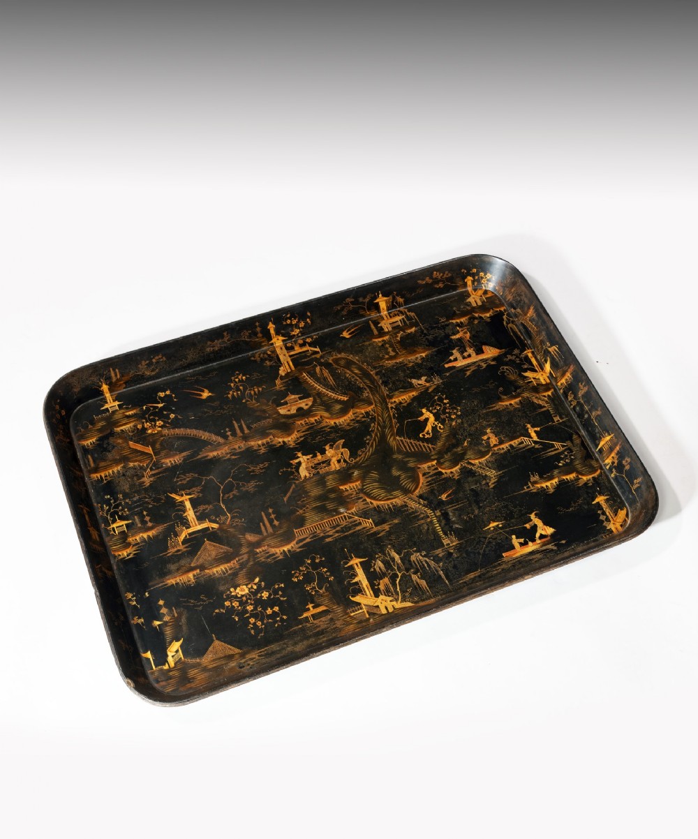 Large Regency period Chinese export laquer tray