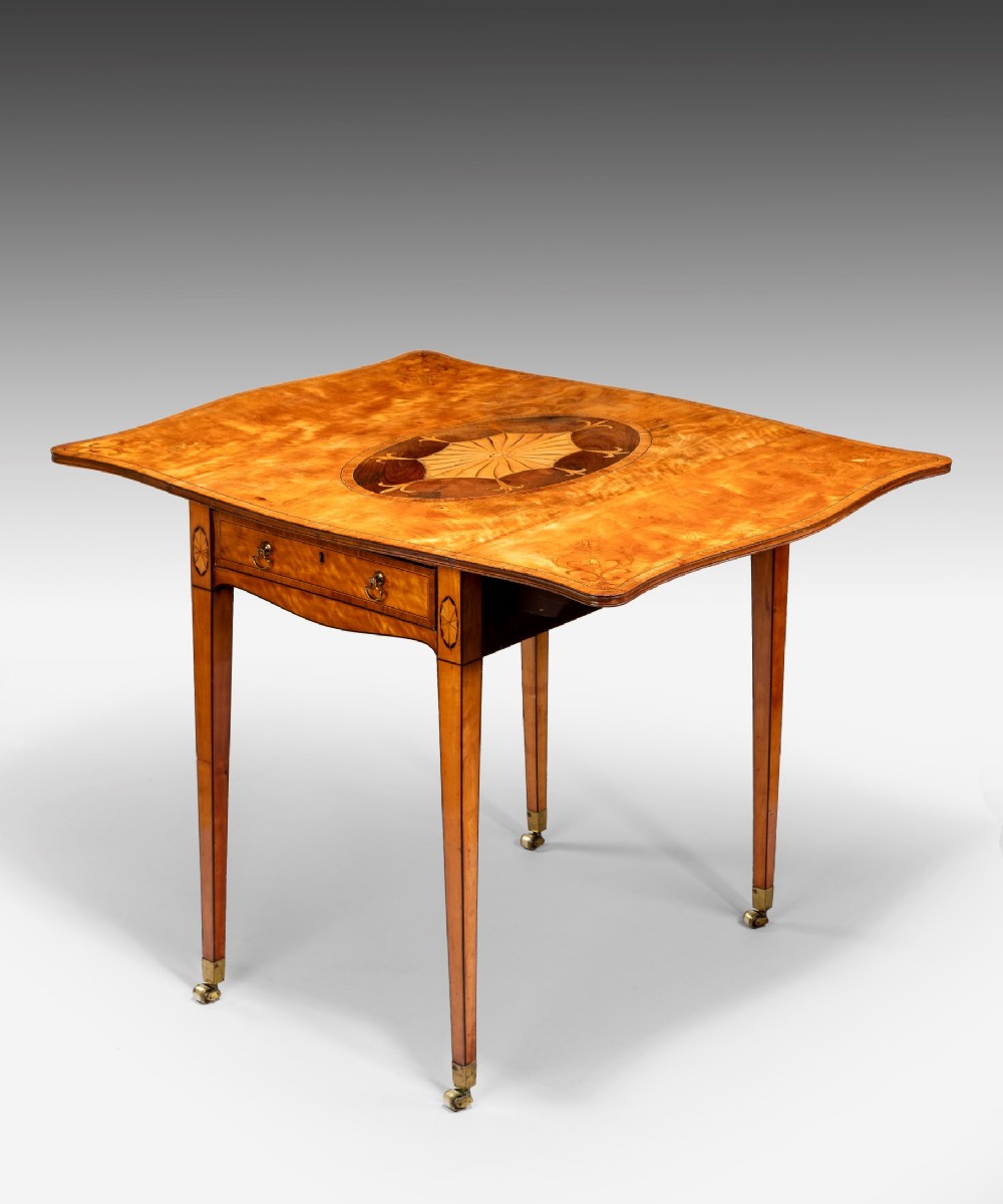 Georgian Sheraton period satinwood and marquetry pembroke table.