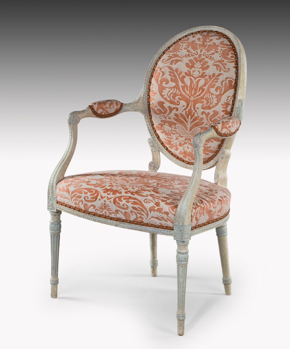 Georgian Adam period painted salon armchair