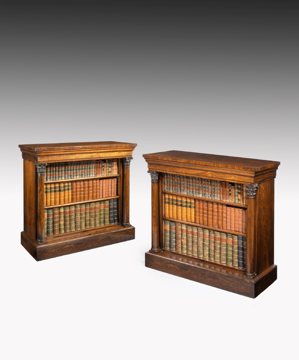 Pair of Regency carved rosewood bookcases