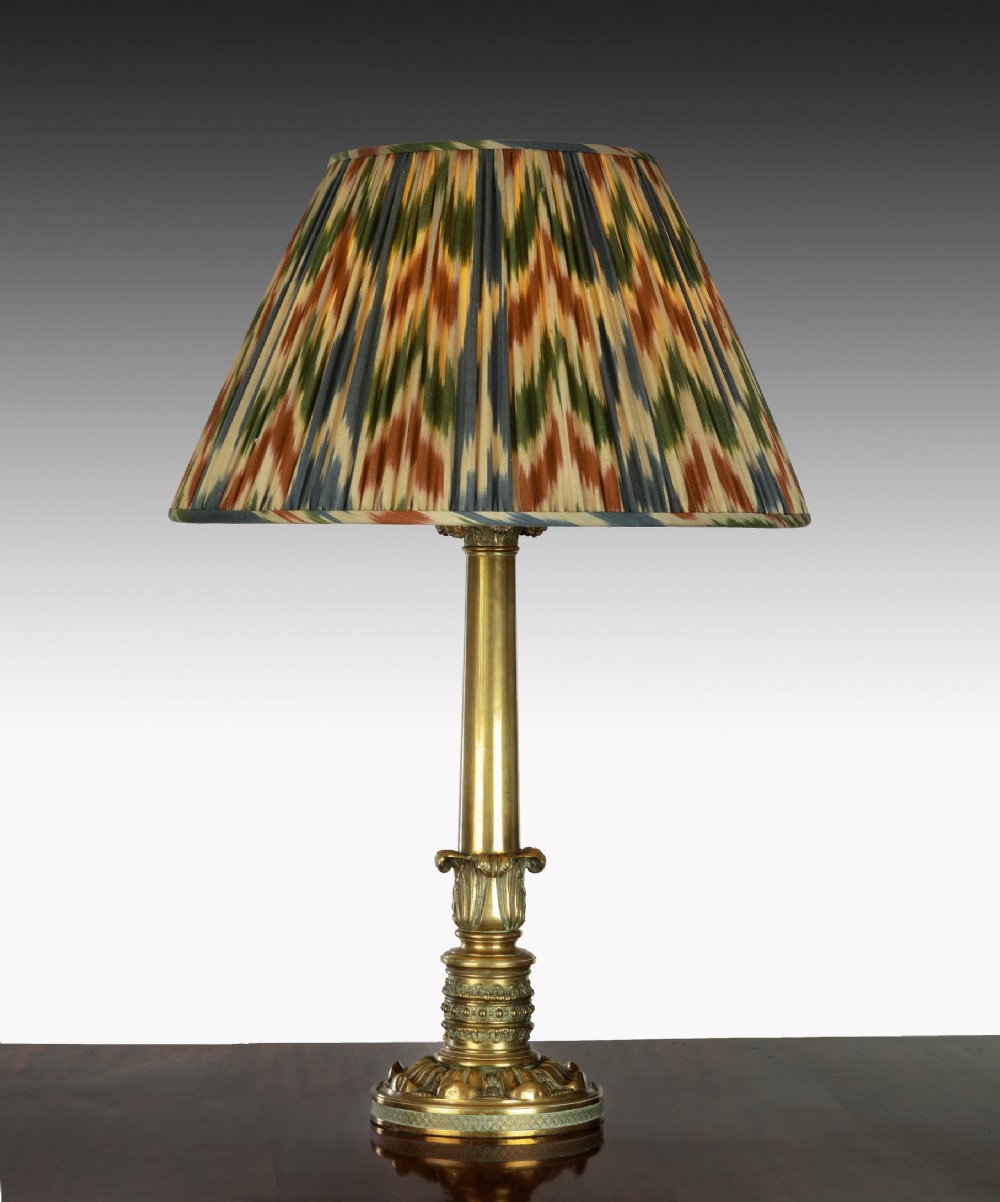 Regency brass table lamp with Ikat shade