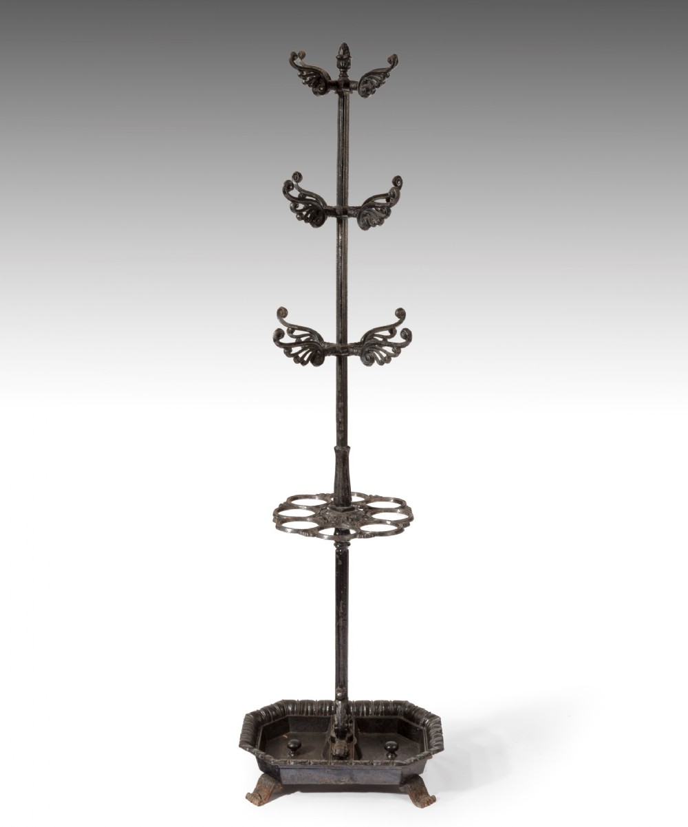 Victorian cast iron coat, hat and umbrella stand