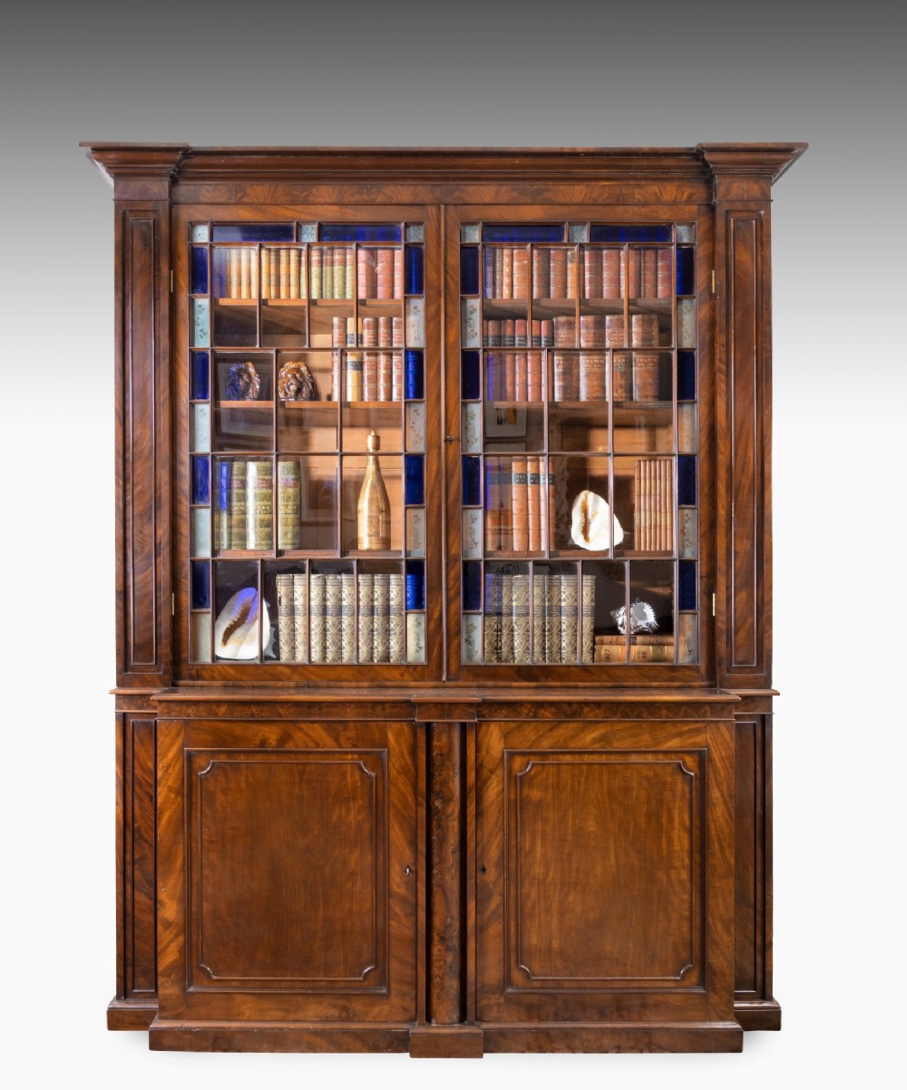 Regency period mahogany two door bookcase