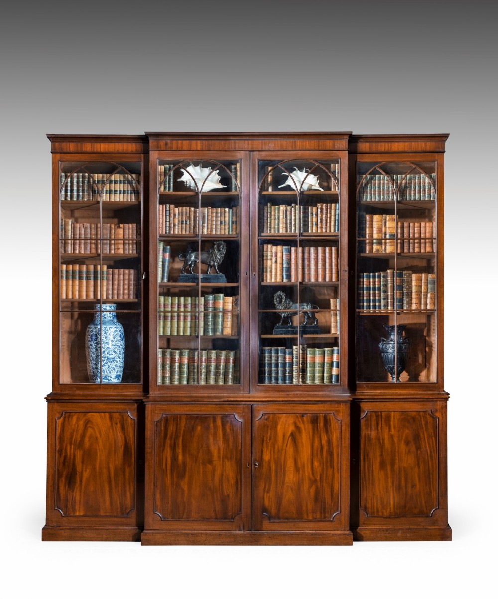 Georgian mahogany breakfront bookcase