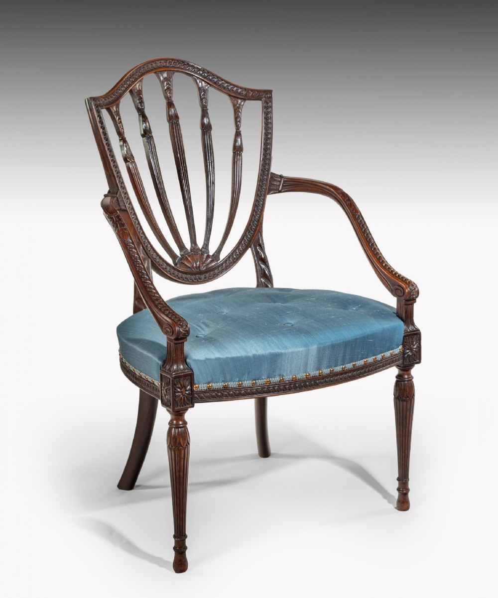 Georgian carved mahogany armchair