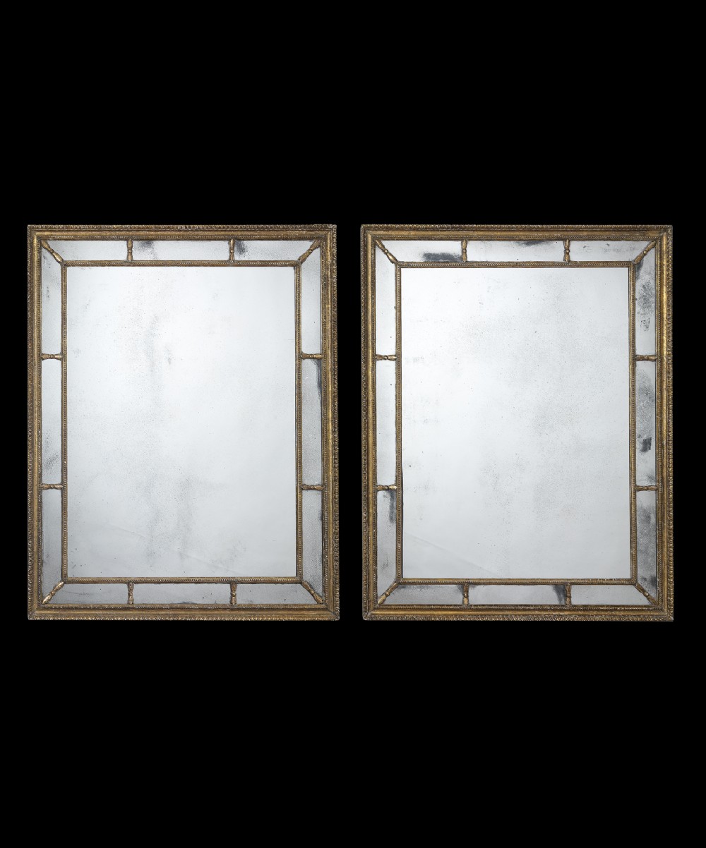 Pair of Georgian giltwood border glass mirrors