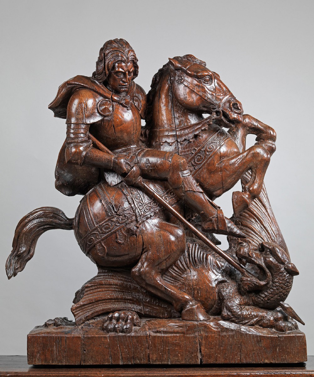 Nineteenth Century oak carving of St. George and Dragon