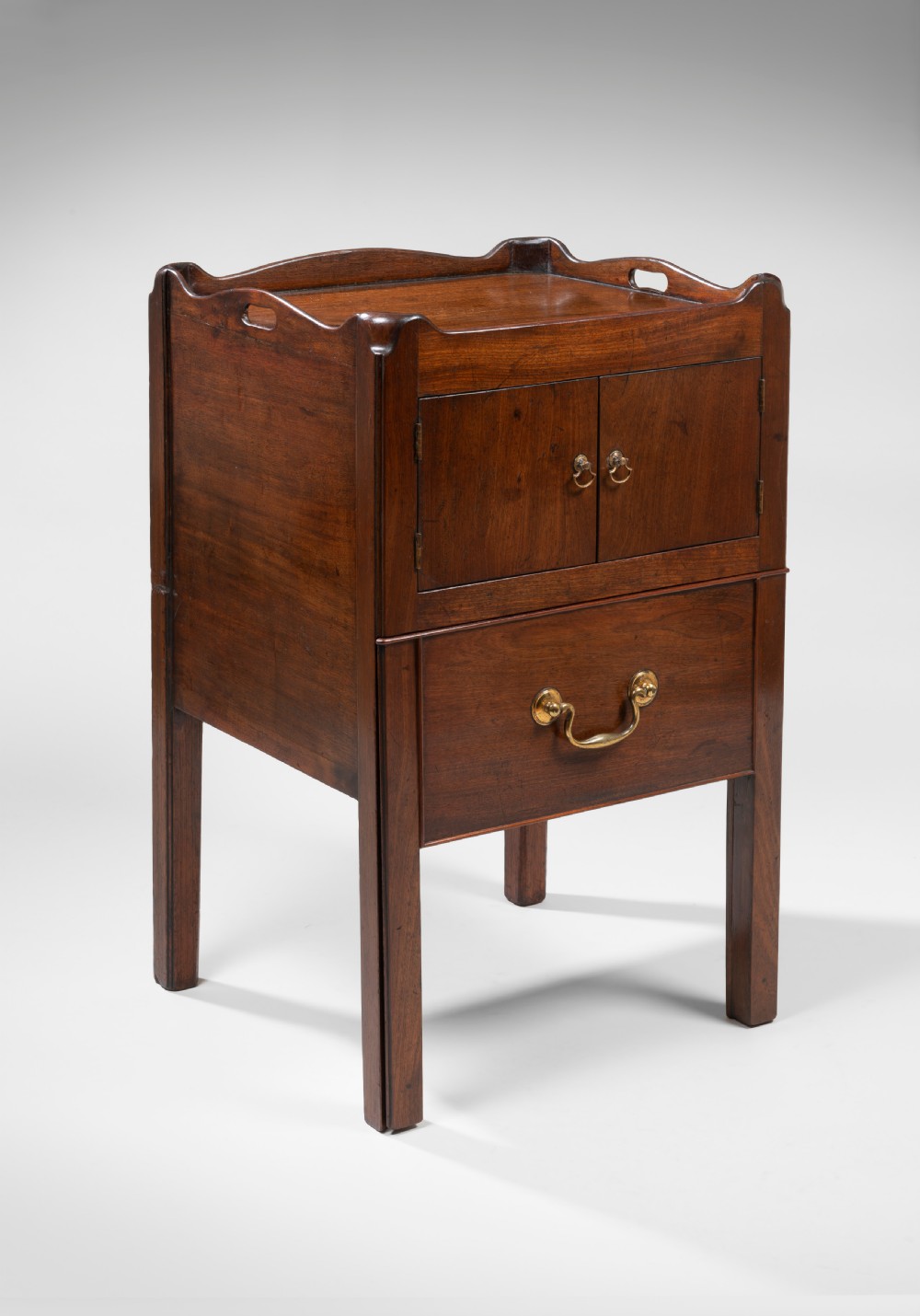 Pair of Georgian mahogany bedside tables View II