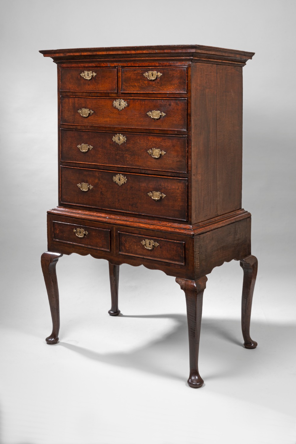 George I oak and burr yew chest on stand View III