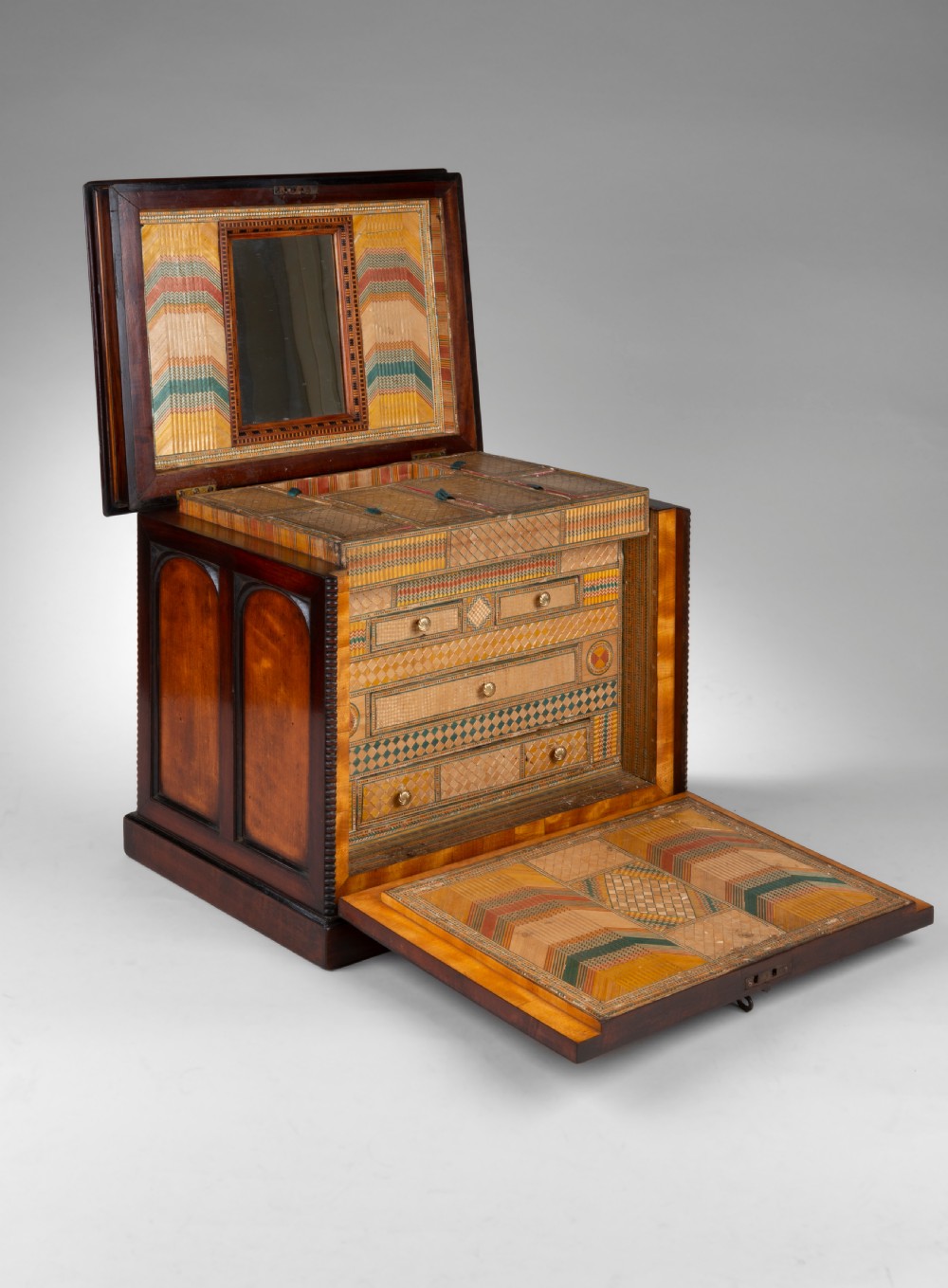 Regency mahogany and satinwood jewellery box