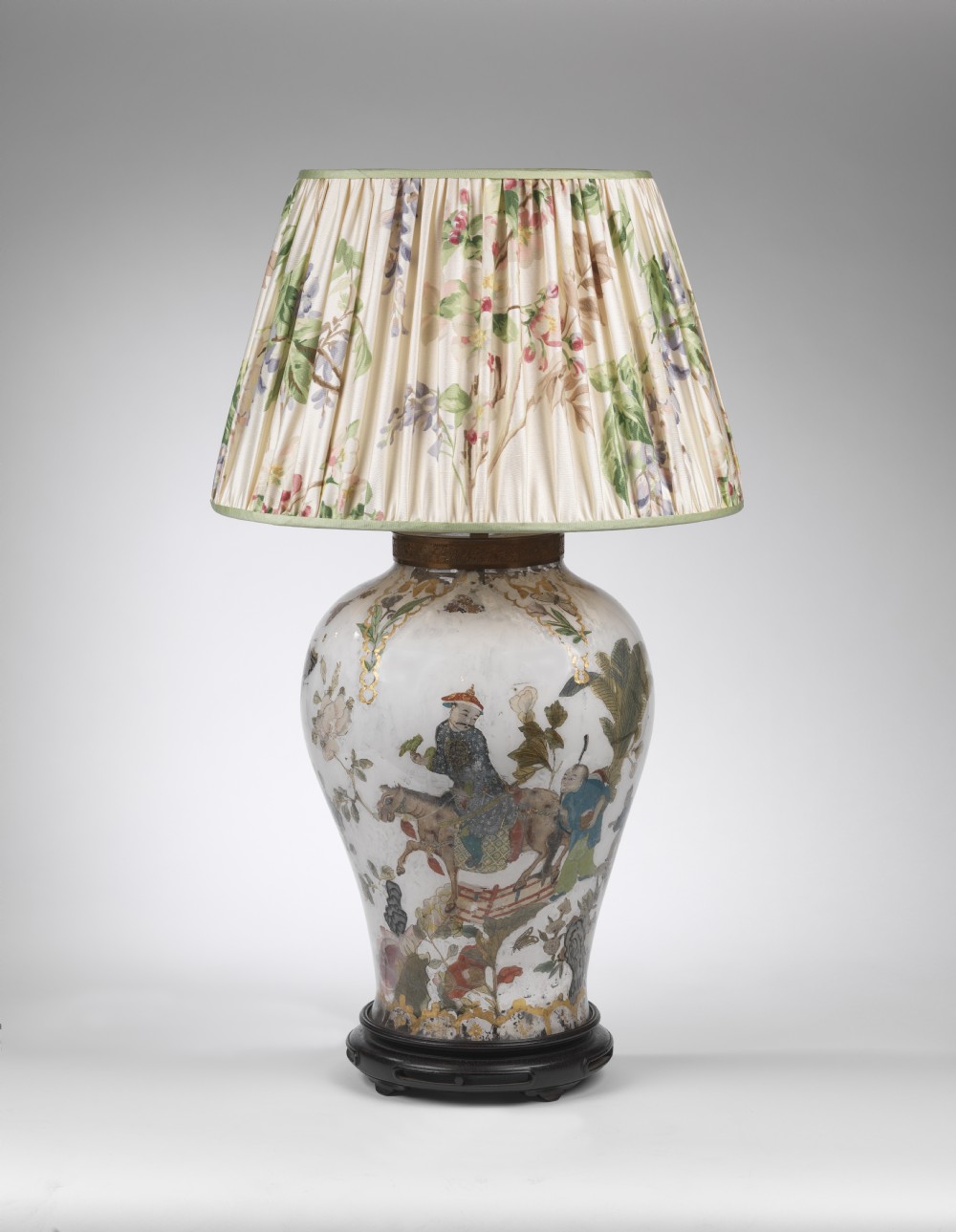 A mid Nineteenth Century decalcomania table lamp View V