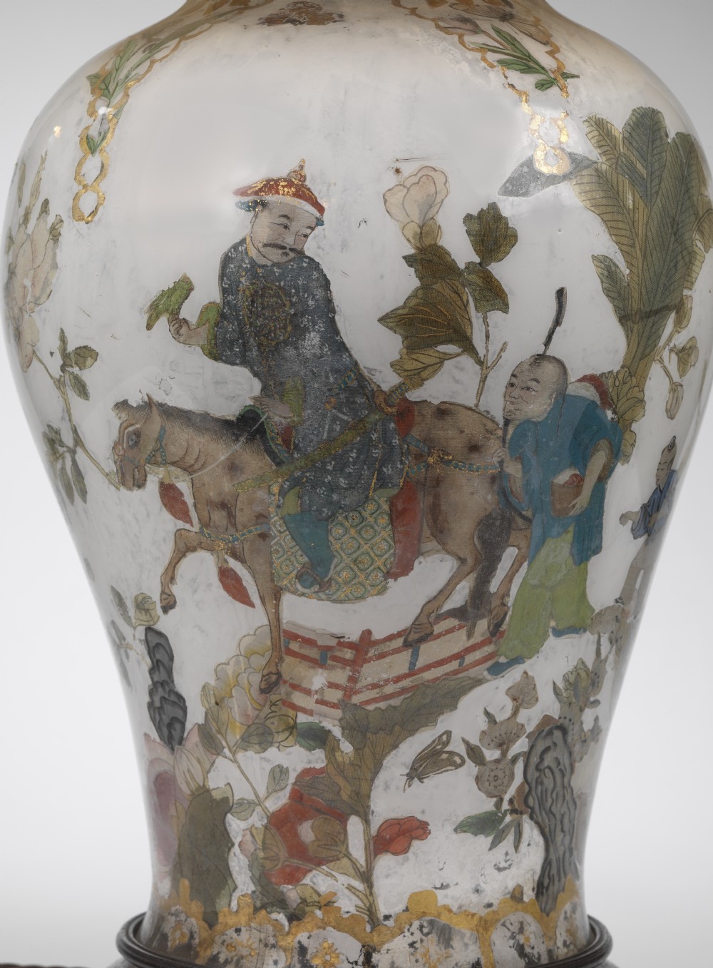 A mid Nineteenth Century decalcomania table lamp View VII