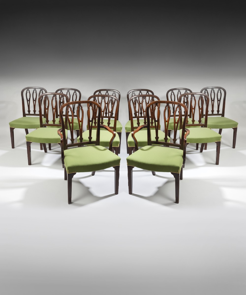 Set of 12 Georgian mahogany dining chairs