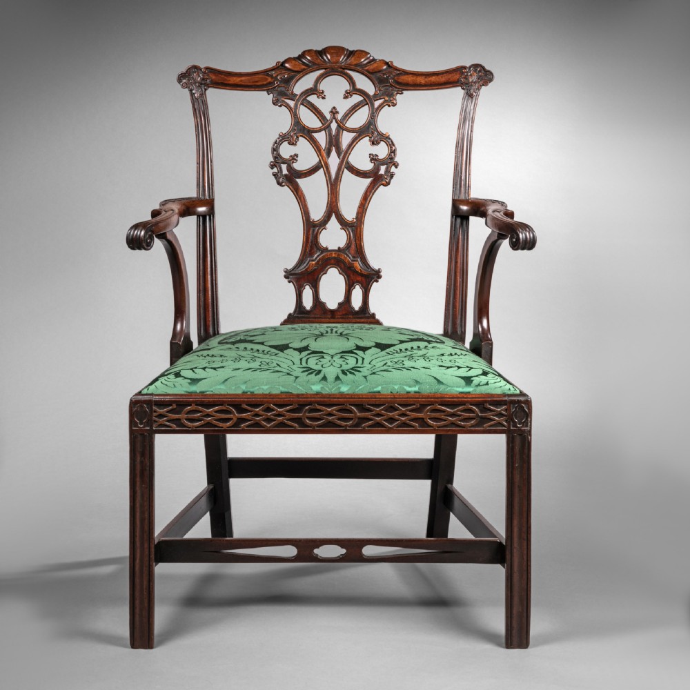 Georgian Chippendale carved mahogany armchair