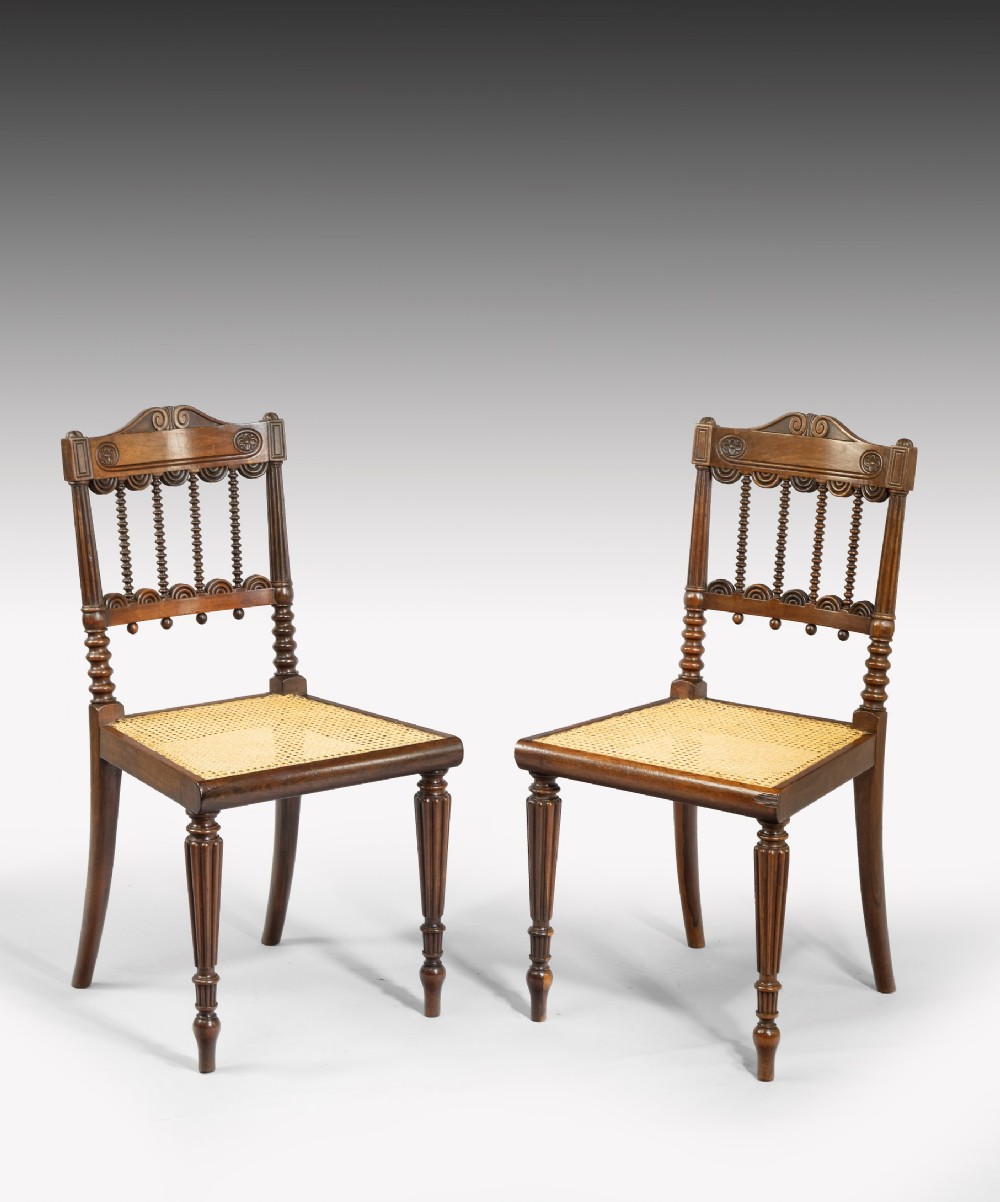Pair of Regency period rosewood side chairs