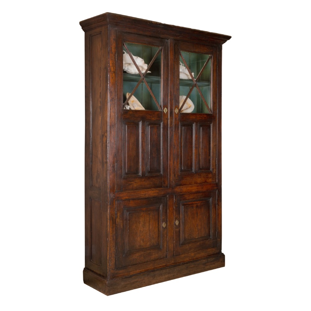 Georgian oak and elm two door cupboard View II