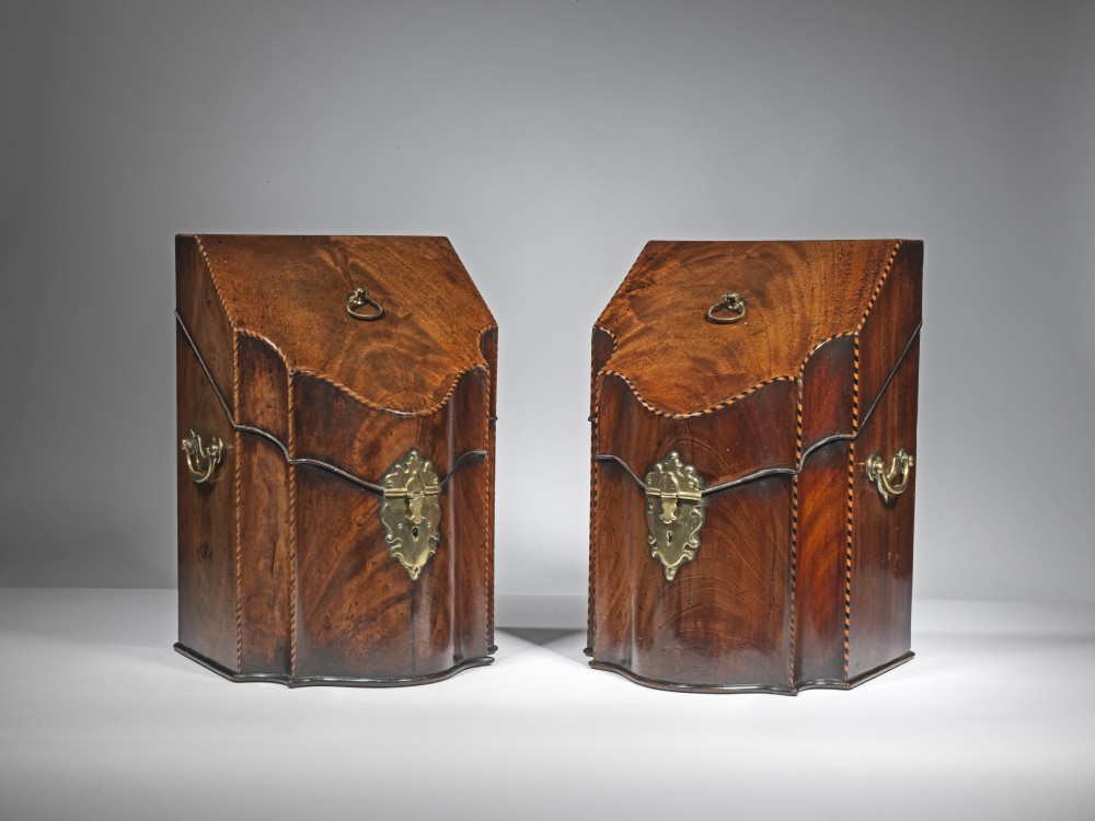 Pair of George III mahogany knife boxes