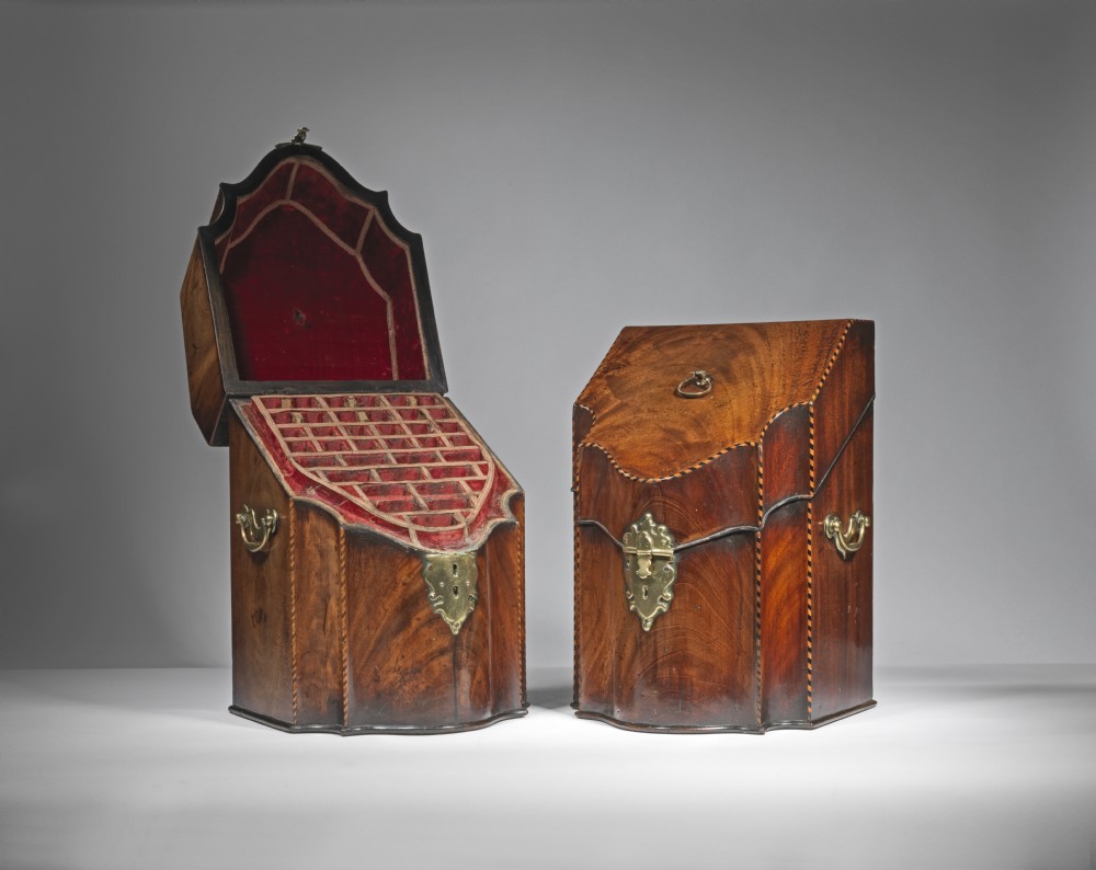 Pair of George III mahogany knife boxes View II