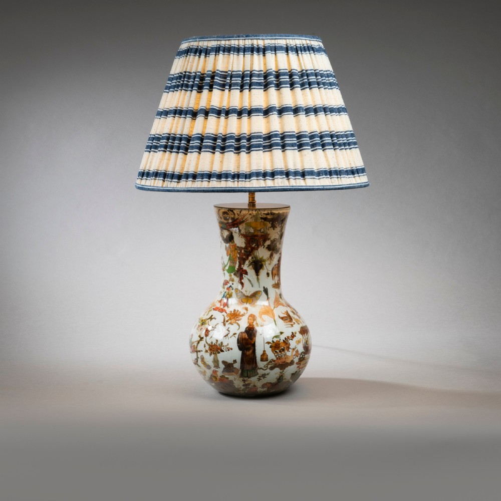 Nineteenth Century gourd shaped Decalcomania glass vase.