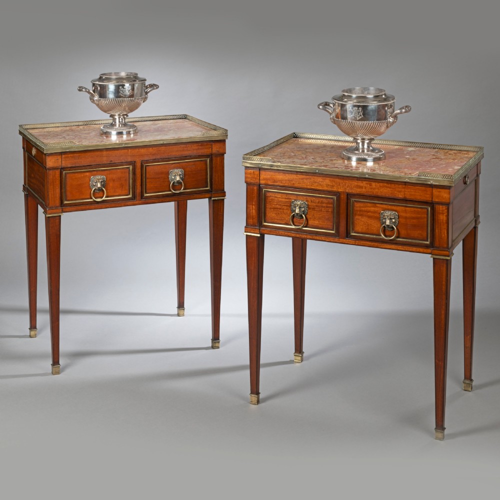 Pair of French Directoire period mahogany side tables