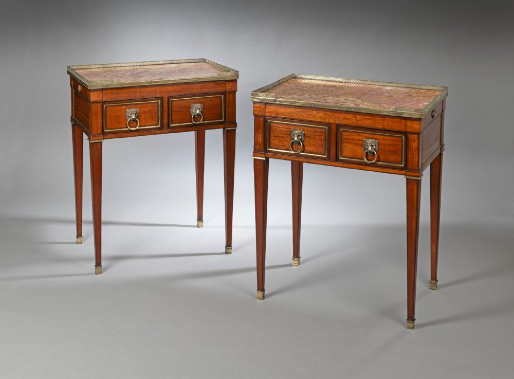 Pair of French Directoire period mahogany side tables View II
