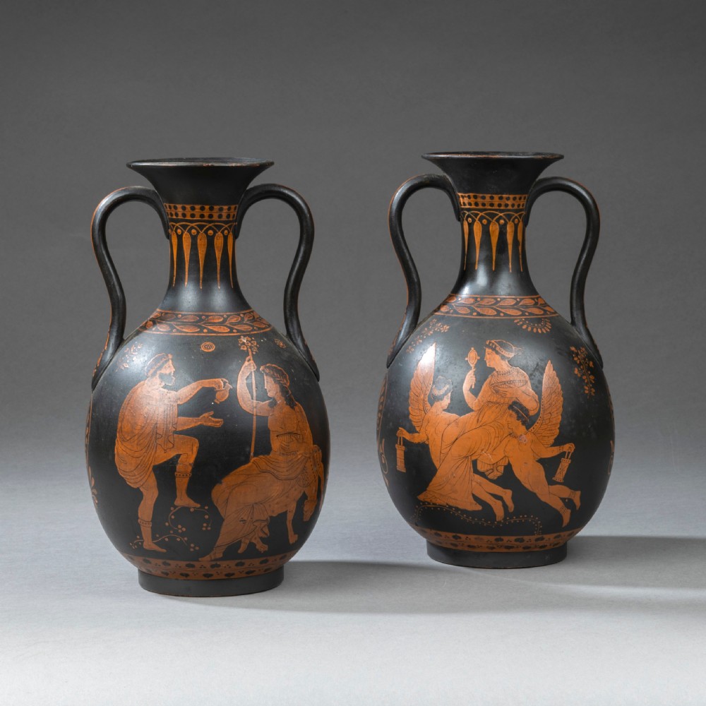 Pair of Ancient Greek Revival Grand Tour Terracotta Amphorae Vases