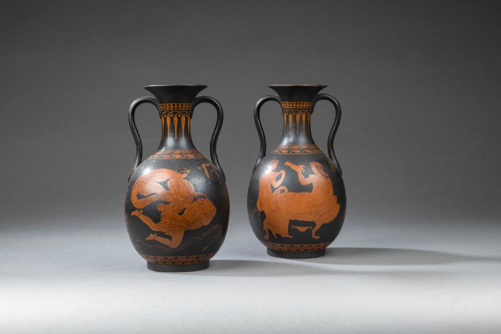 Pair of Ancient Greek Revival Grand Tour Terracotta Amphorae Vases View II