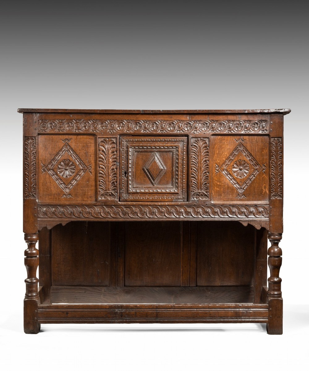 Seventeenth Century Charles II carved oak livery cupboard