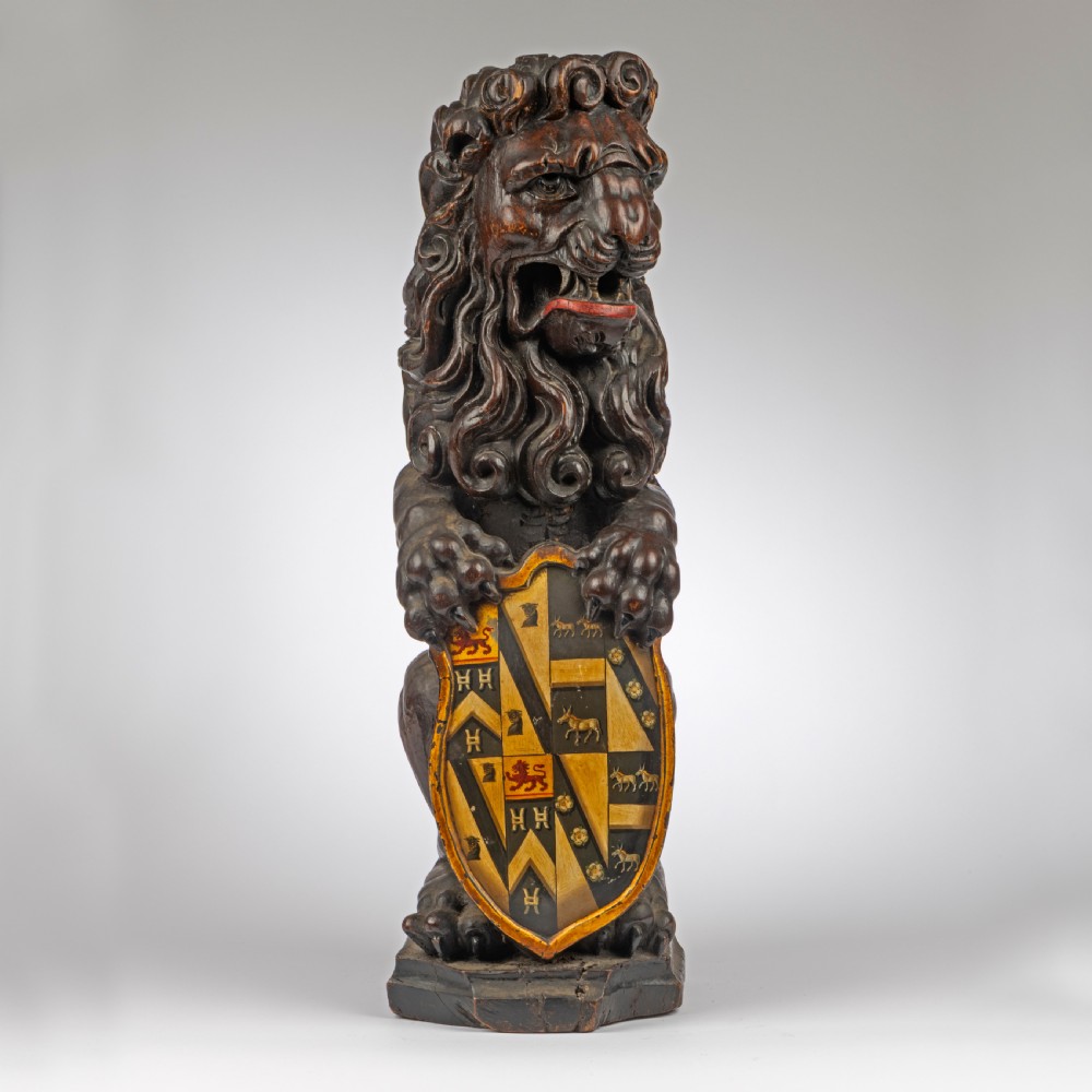 Seventeenth Century Carved Lion Newel Post Finial