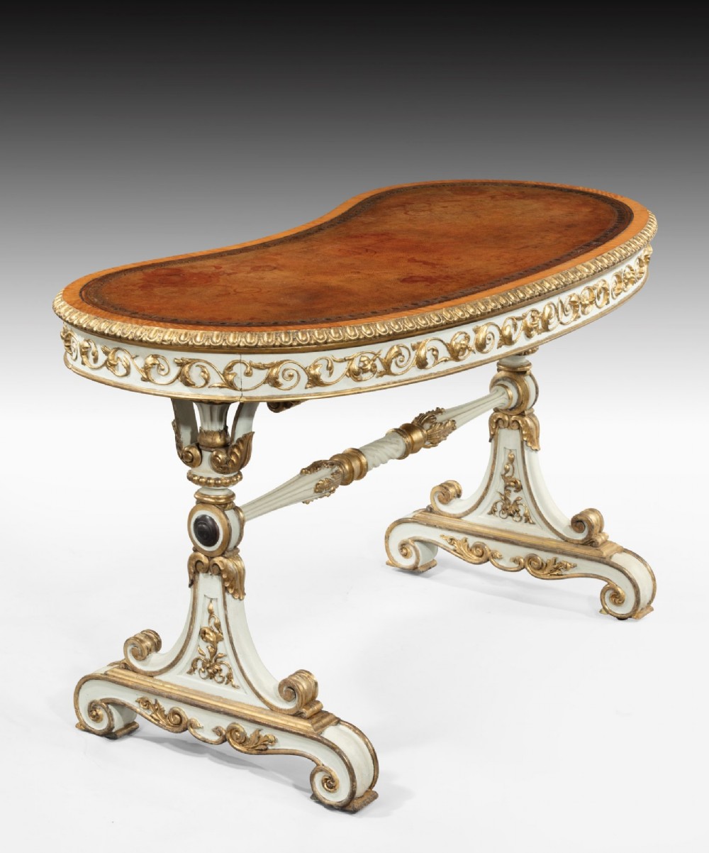 William IV Writing Table With Carved Giltwood And Ivory Paintwork
