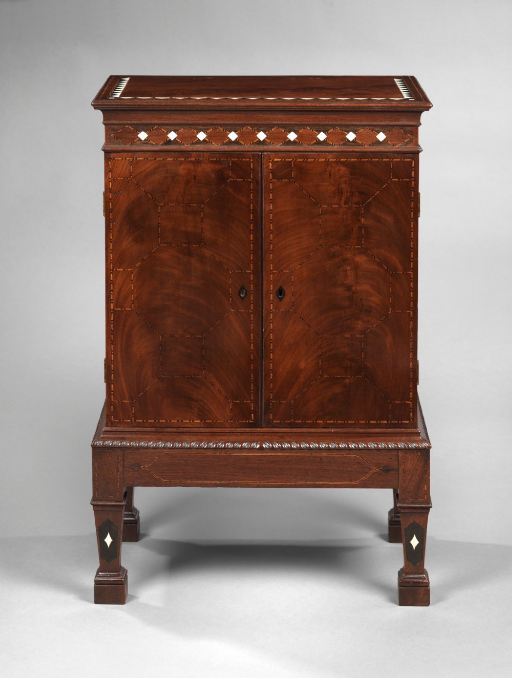 Chippendale period mahogany collector's cabinet.