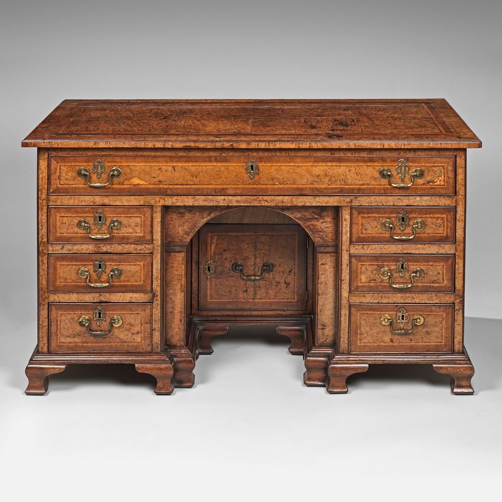 George II burr elm kneehole desk