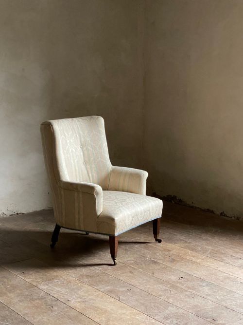 19thc upholstered armchair - CATEGORY: ANTIQUE CHAIRS - DATED VICTORIAN