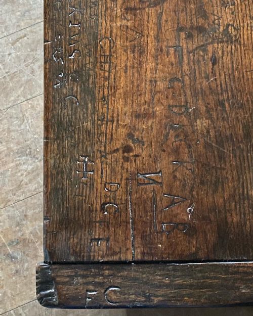18THC GRAFFITIED OAK REFECTORY TABLE - ADDITIONAL PHOTO 2